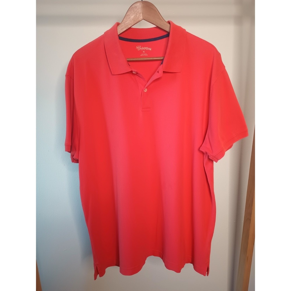 St Johns Bay Heritage Pique Polo Mens XL Short Sleeve Coral Golf Shirt
